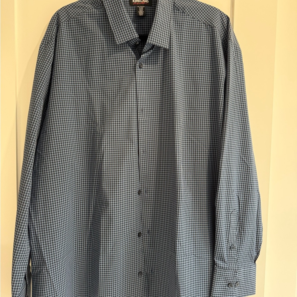 Kirkland Signature Men's Blue Checkered Shirt